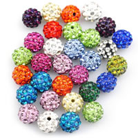 Strass Ton befestigte Perlen, 10mm, Bohrung:ca. 1-2mm, ca. 100PCs/Tasche, verkauft von Tasche