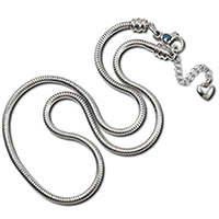 Пандора ожерелье цепь из нержавеющей стали, нержавеющая сталь, с 1.5Inch наполнитель цепи, змея цепи, оригинальный цвет, длина:18 дюймовый, продается Strand