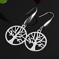 Tree Of Life Earrings, Stainless Steel, for woman, original color, 41mm 