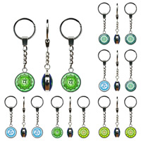 Fashion Time Gem Keychain Key Ring, Zinc Alloy, with Glass, Flat Round, platinum color plated, time gem jewelry & decal, lead & cadmium free, 25mm 