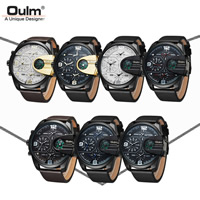 Oulm® Reloj para hombre, Cuero de PU, con dial de aleación de cinc & Vidrio, chapado, con el compás & impermeable, más colores para la opción, 58x58x15mm, longitud:aproximado 8.6 Inch, Vendido por UD