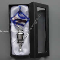 Tapón de la botella de cristal de Murano, Trenzado, lámina de plata, más colores para la opción, 123x56x6mm, Vendido por Caja