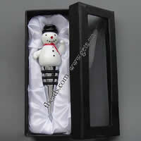 Christmas Lampwork Bottle Stopper, with Zinc Alloy, Snowman 