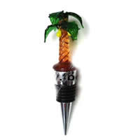 Lampwork Bottle Stopper, with Zinc Alloy, Tree, 110mm 