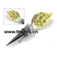 Lampwork Bottle Stopper, with Zinc Alloy, gold sand, 132mm 