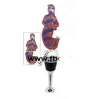 Lampwork Bottle Stopper, with Zinc Alloy, Girl, gold sand, 130mm 