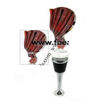 Murano Flasche Stöpsel, Lampwork, mit Zinklegierung, Twist, Silberfolie, 120mm, verkauft von PC