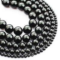 Natural Black Agate Beads, Round Approx 15 Inch 