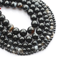 Natural Lace Agate Beads, Round black Approx 15 Inch 