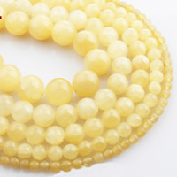 perles en Jade jaune, jaune de jade, Rond, naturel, normes différentes pour le choix Environ 15 pouce, Vendu par brin