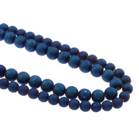 Perlas de cristal de moda, Esférico, chapado, diverso tamaño para la opción & glaseado, Cristal de Bermudas azul, agujero:aproximado 1mm, longitud:aproximado 15.5 Inch, Vendido por Sarta