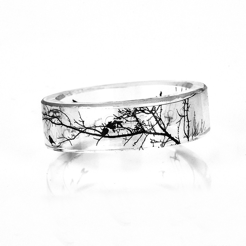 Unisex Finger Ring, Resin, with Dried Flower, Tree, different size for choice, Sold By PC