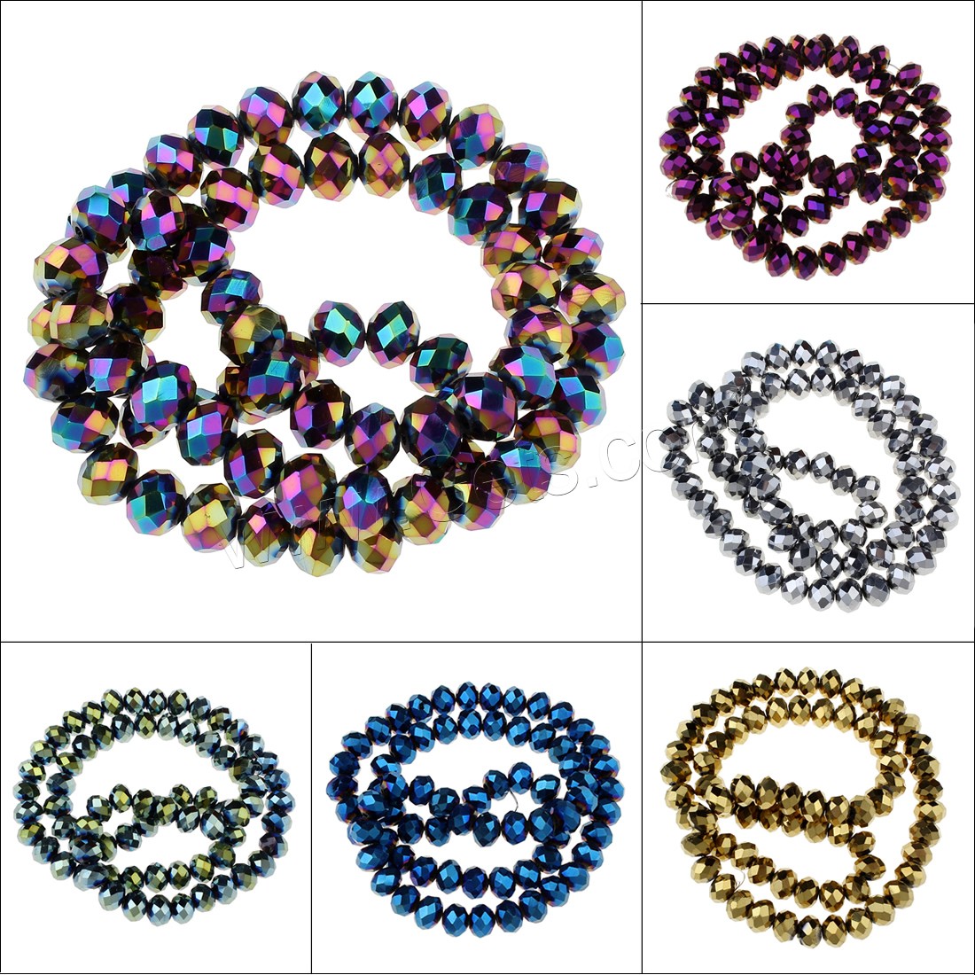 Perles en cristal mixte, Placage, normes différentes pour le choix & facettes, plus de couleurs à choisir, Trou:Environ 1mm, Longueur:Environ 15 pouce, Vendu par brin