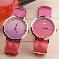 Uhrenarbänder für Frauen, Nylon, mit Zinklegierung Zifferblatt & Glas, goldfarben plattiert, Farbverlauf, keine, 37x7mm, 20mm, Länge:ca. 10 ZollInch, verkauft von PC