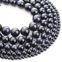 Blue Goldstone Beads, Round Approx 15 Inch 
