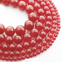 Perle en jade rouge, rouge de jade, Rond, normes différentes pour le choix Environ 15 pouce, Vendu par brin