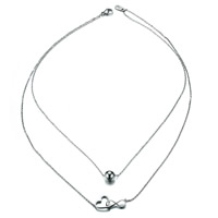 Collar de Acero Inoxidable, cadena oval & para mujer & 2-sarta, color original, 13.5mm, longitud:aproximado 14.5 Inch, Vendido por Sarta