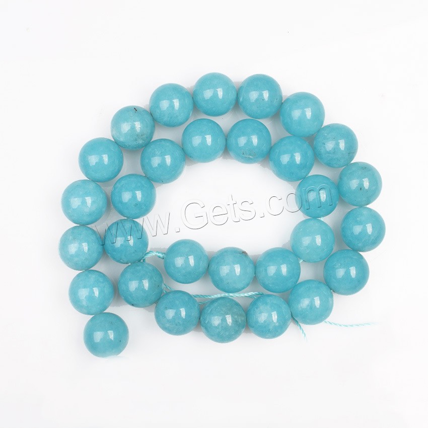 Blauer Chalcedony Perle, blauer Chalzedon, rund, verschiedene Größen vorhanden, Länge:ca. 15.5 ZollInch, verkauft von Strang