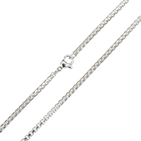 Мода нержавеющей стали ожерелье цепь, нержавеющая сталь, Толстые 925 стерлингового серебра покрытием, Женский длина:Приблизительно 19 дюймовый, 10пряди/сумка, продается сумка