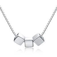 Sterling Silver Jewelry Necklace, 925 Sterling Silver, with 1.8inch extender chain, Square, platinum plated, box chain & for woman, 9.2mm Approx 15 Inch 