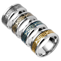ユニセックス指輪, 201 ステンレス鋼, とともに ペーパー, メッキ, 異なるサイズの選択 & 文字パターンを持つ & カラフルパウダー, 無色 売り手 パソコン