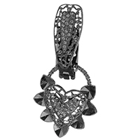 Zinc Alloy Fold Over Clasp, with Crystal, Heart, plumbum black color plated, with rhinestone  Approx 3.5mm 