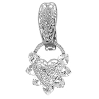 Zinc Alloy Fold Over Clasp, with Crystal, Heart, silver color plated, with rhinestone  Approx 3mm 