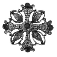 Crystal Cabochons, Zinc Alloy, with Crystal, plumbum black color plated, with rhinestone 