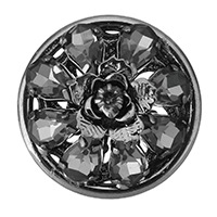 Kristall Eisen auf Nagelkopf, Zinklegierung, mit Kristall, Blume, metallschwarz plattiert, mit Schleife, 38x18.5mm, Bohrung:ca. 2mm, verkauft von PC