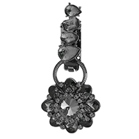 Zinc Alloy Fold Over Clasp Findings, with Crystal, plumbum black color plated, with rhinestone  Inner Approx 15x11, 12x8, 13x8 