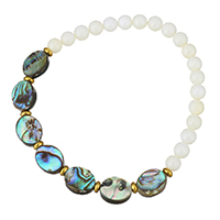 Abalone Shell Bracelets, with Shell Pearl & Zinc Alloy, gold color plated, natural & Unisex 5mm Approx 6 Inch 