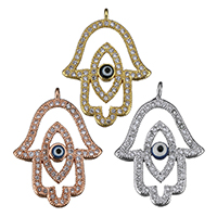 Fashion Evil Eye Pendant, Brass, with Resin, Hamsa, plated, evil eye pattern & micro pave cubic zirconia & hollow Approx 1.5mm 