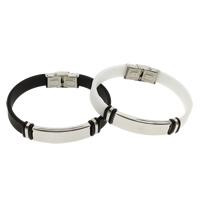 PU Leather Bracelet, with Stainless Steel, plated, Unisex & with letter pattern Approx 8 Inch 