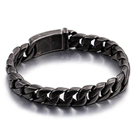 Men Bracelet, 316 Stainless Steel, black ionic, twist oval chain & for man, 13mm Approx 9 Inch 