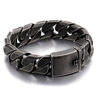 Men Bracelet, 316 Stainless Steel, black ionic, twist oval chain & for man, 17mm Approx 8.5 Inch 