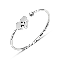Stainless Steel Cuff Bangle, 316L Stainless Steel, Heart, for woman, original color, 14mm, 2.5mm, Inner Approx 54mm 