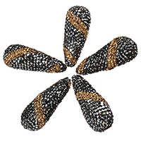 Rhinestone Clay Pave Beads, 14-16x36-39x14-16mm Approx 2mm 