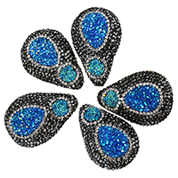 Rhinestone Clay Pave Beads, with Ice Quartz Agate, Teardrop, natural & druzy style, 26-28x38-40x16-18mm Approx 2mm 