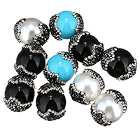 Rhinestone Clay Pave Beads, with Shell Pearl, Round 14-17x18-21x14-17mm Approx 1mm 