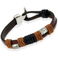 Men Bracelet, PU Leather, with Linen & Zinc Alloy, plated, for man, 8mm Approx 7.8 Inch 