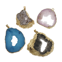 Agate Pendants de Quartz , agate quartz de glace, avec alliage de zinc, le style Druzy, plus de couleurs à choisir - Environ Vendu par PC