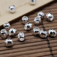 Sterling Silver Faceted Beads, 925 Sterling Silver, Round, plated 