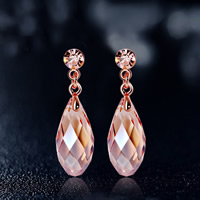 Crystal Rhinestone Earring, Zinc Alloy, with Crystal, Teardrop, real gold plated, for woman & with rhinestone 