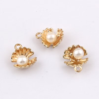 Plastic Zinc Alloy Pendants, with ABS Plastic Pearl, Shell, gold color plated, lead & cadmium free Approx 1.5mm, Approx 