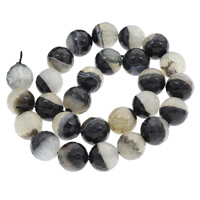 Natural Crackle Agate Bead, Flat Flower Agate, Round & faceted Approx 2mm Approx 14.7 Inch 