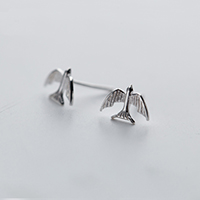 Sterling Silver Stud Earring, 925 Sterling Silver, swallow, for woman 