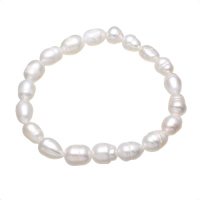 Pulseras de la perla, Perlas cultivadas de agua dulce, Arroz, natural, Blanco, 8-9mm, longitud:aproximado 7.5 Inch, Vendido por Sarta