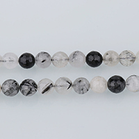 Black Rutilated Quartz Beads, Round, natural & faceted Approx 1mm Approx 15.5 Inch 