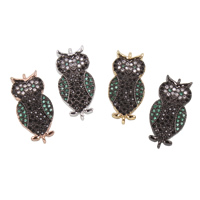 Cubic Zirconia Micro Pave Brass Connector, Owl, plated, micro pave cubic zirconia & 1/1 loop nickel, lead & cadmium free Approx 1mm 