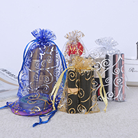 Organza Jewelry Pouches Bags, with Satin Ribbon & gold accent 